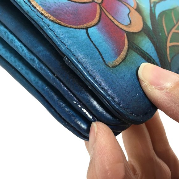 Anuschka NEVER USED Handpaint Leather Small Cross Body Bag Bird Blue - Picture 16 of 16